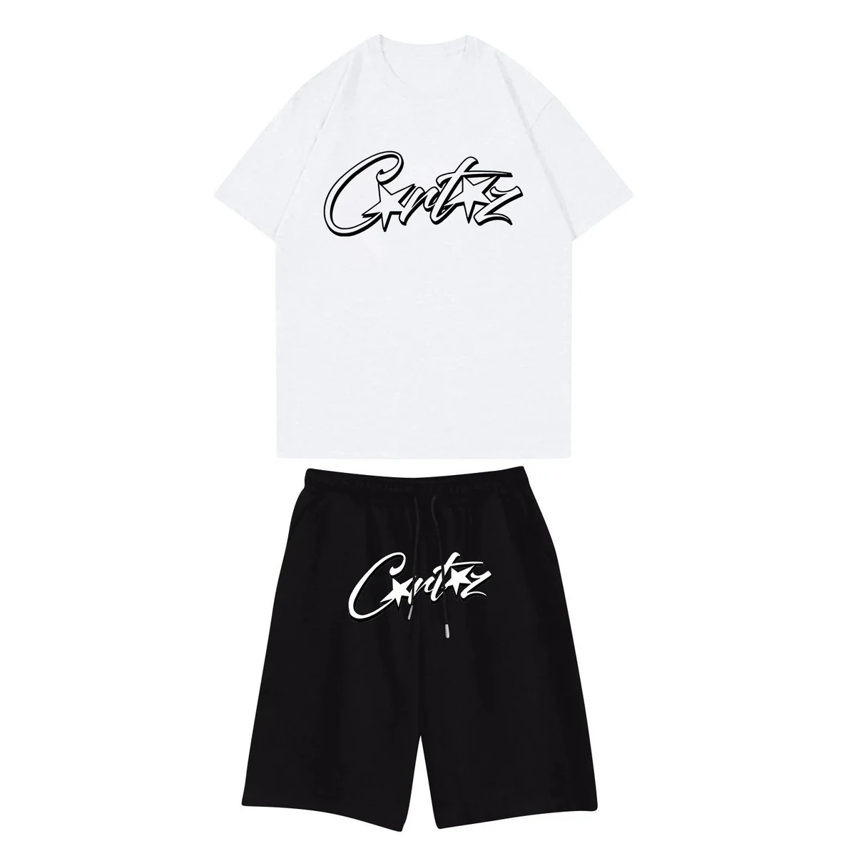 Critz Co-ord Set White Top & Black Shorts