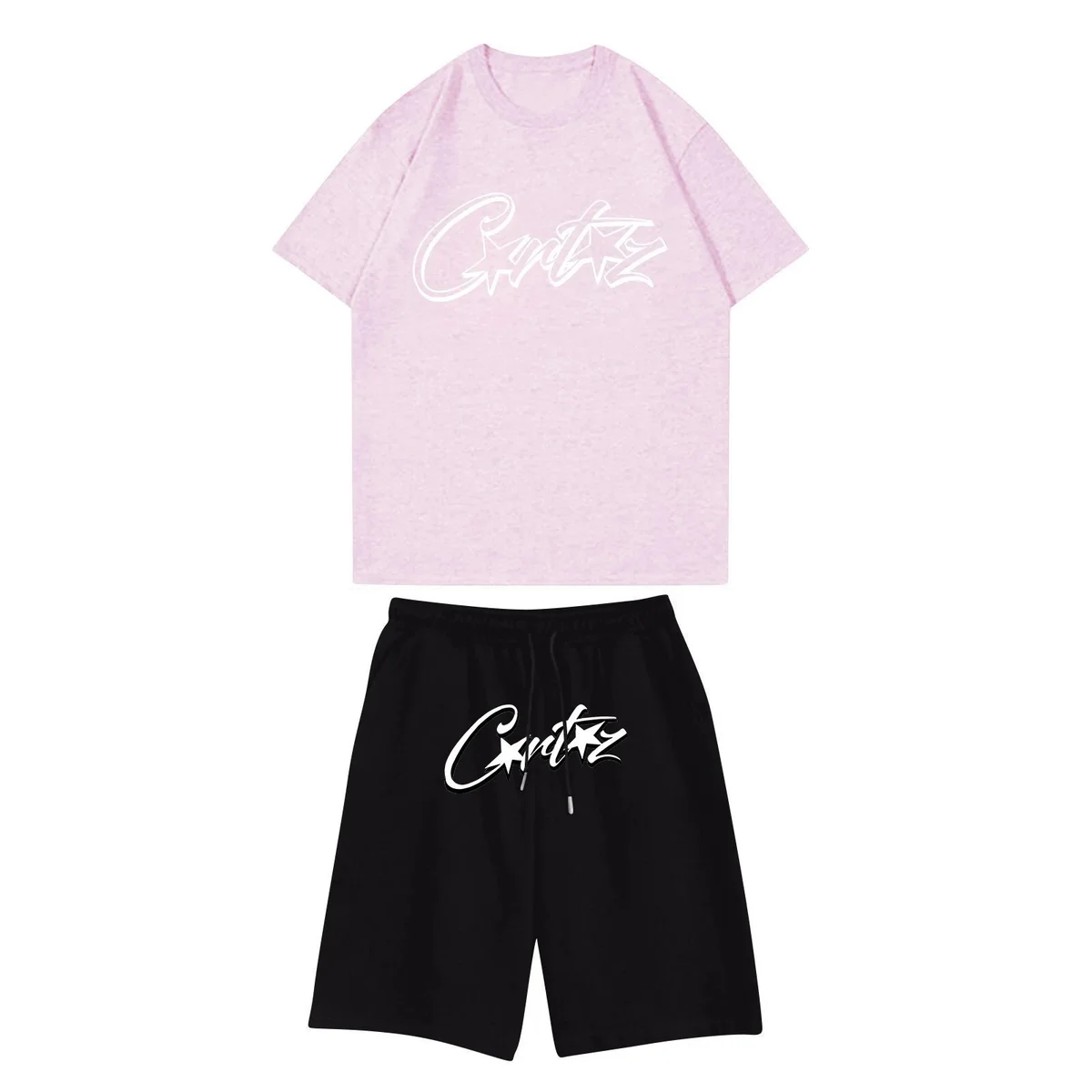 Critz Set Light Pink T-Shirt & Black Shorts