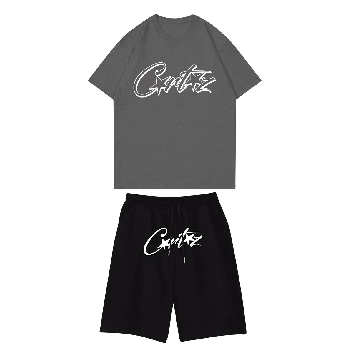 Critz Co-ord Set: Grey T-Shirt & Black Shorts
