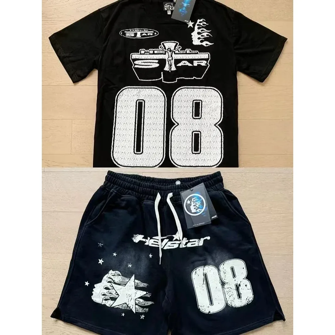 Hellstar 08 Black & White Shorts Set