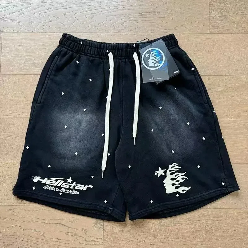 Hellstar Studios Black Flame Print Shorts