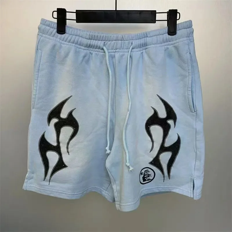 Light Blue Tribal Flame Shorts Casual