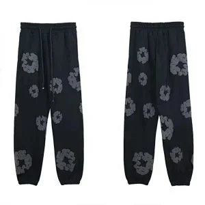 Black Floral Print Sweatpants