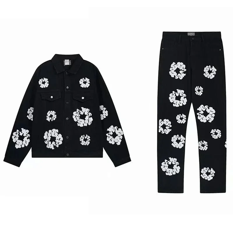 Black & White Floral Denim Co-ord Set