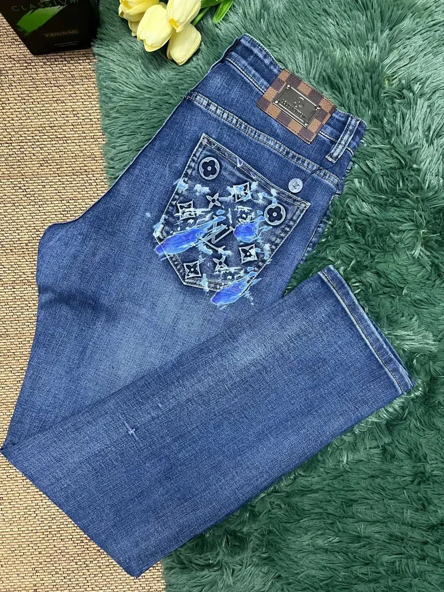 Louis Vuitton Louis Vuitton Blue Splatter Denim Jeans Blue