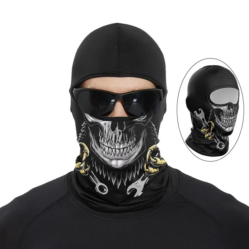 Other MT-077 Skull Print Balaclava Headwear Black - 1