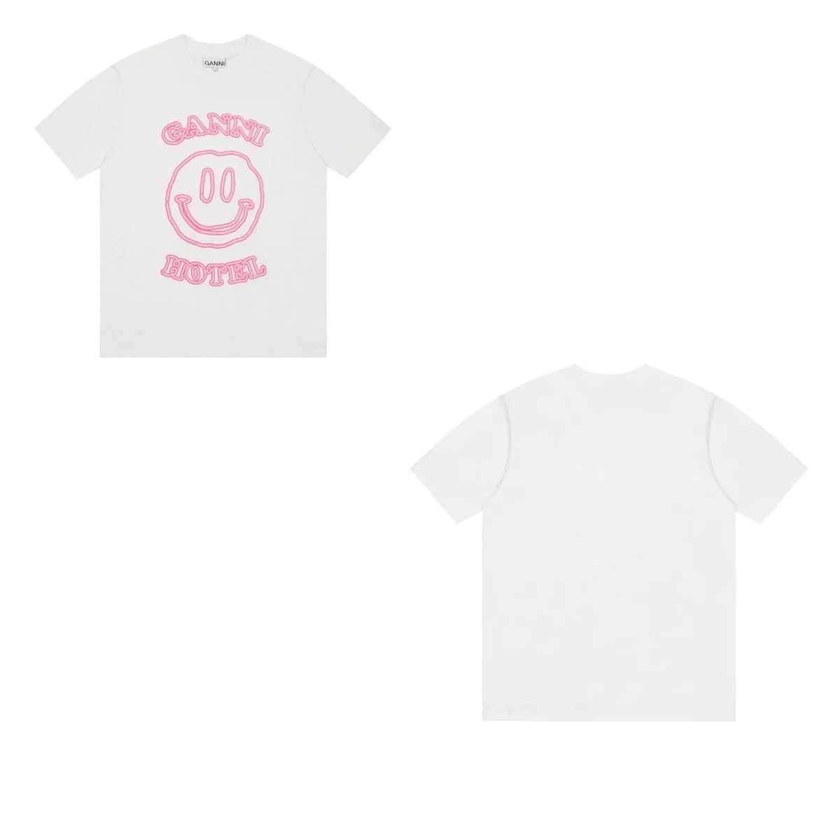 Ganni Ganni Hotel Smile White T-Shirt White - 1