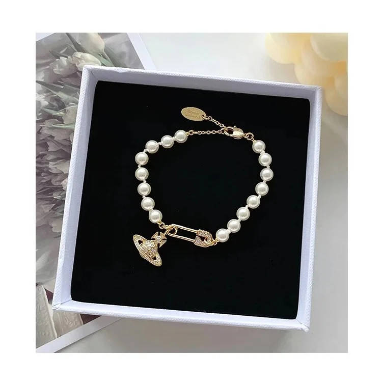 Vivienne Westwood Vivienne Westwood Orb Pearl Safety Pin Bracelet Gold Gold - 1