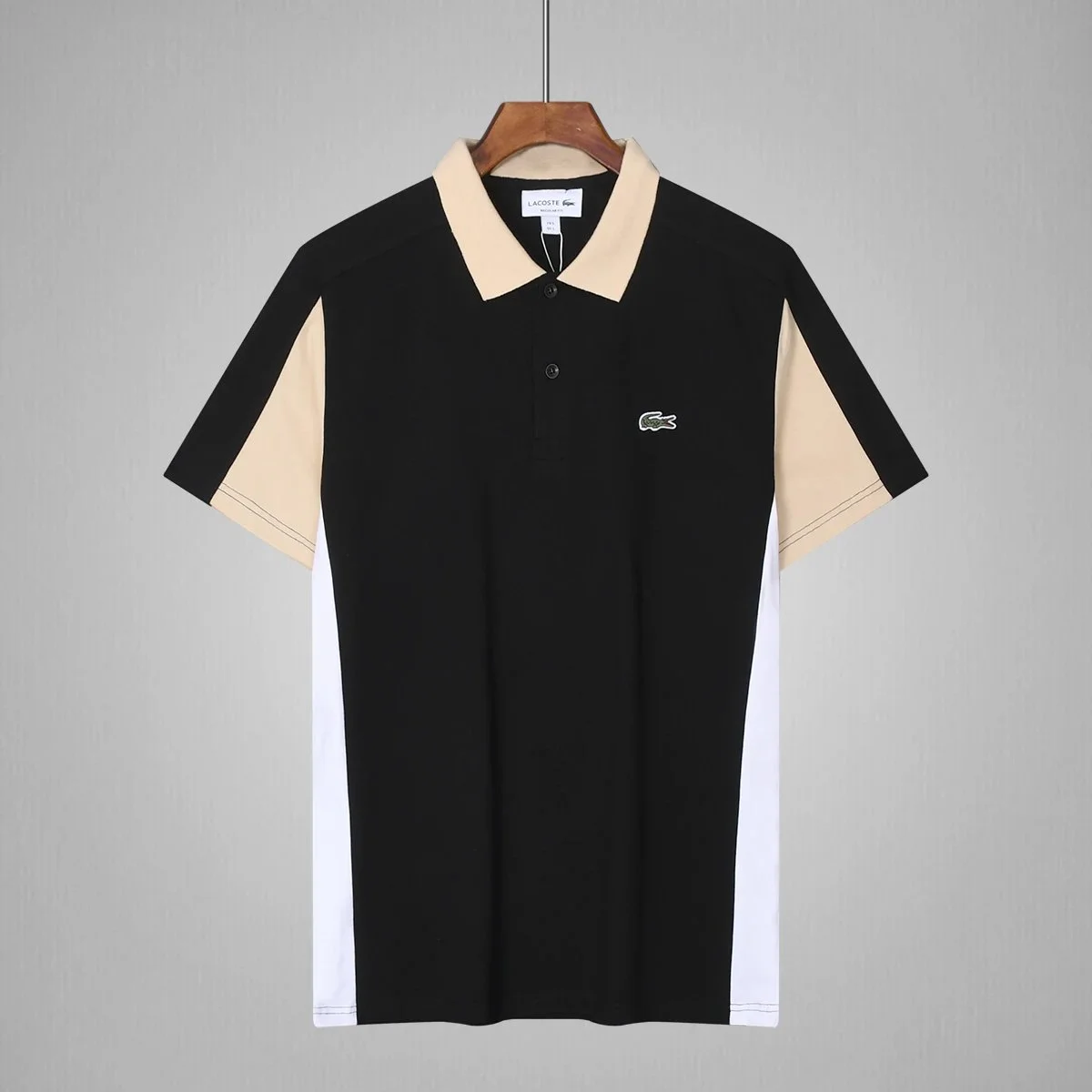 Lacoste Lacoste L.12.12 Black/Beige/White Color Block Polo Shirt Black