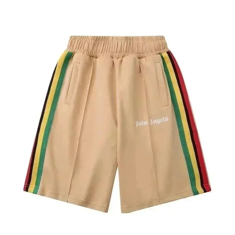 Palm Angels Palm Angels Track Shorts Beige Rasta Stripe Casual Beige - 1