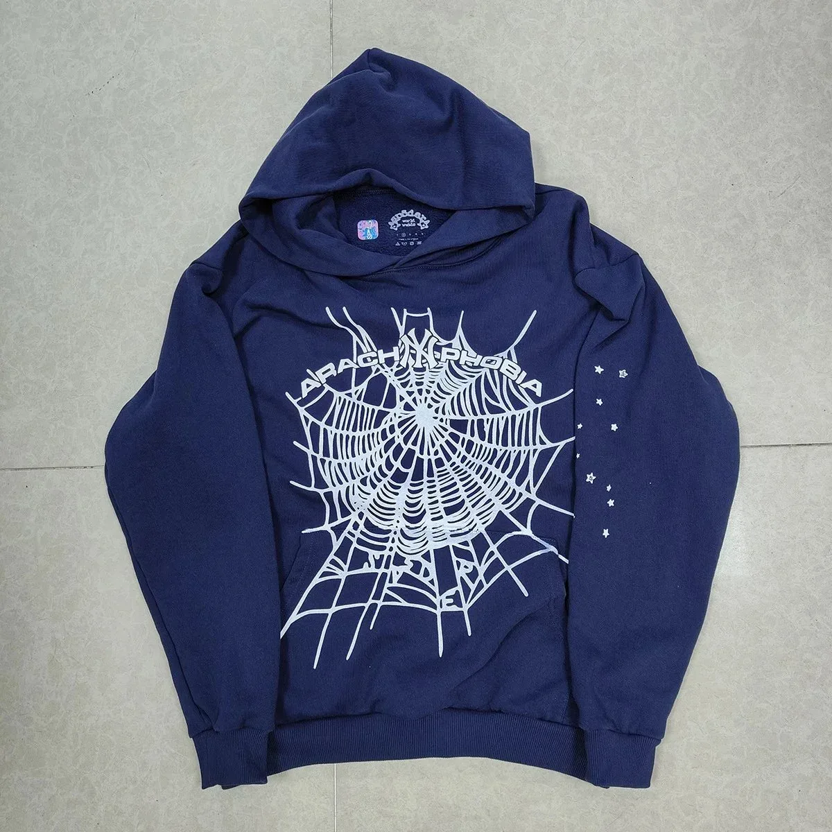 941藏蓝色 ARACHNOPHOBIA Spider Web Hoodie