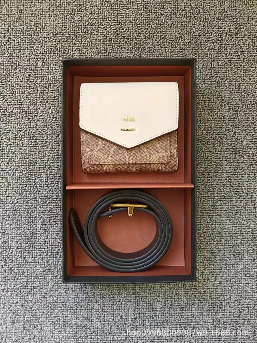 Coach Coach Signature Small Wallet & Belt Set White Tip White - 1