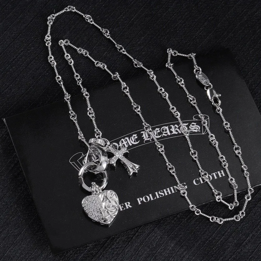 Chrome Hearts Chrome Hearts CH Cross Heart Pendant Necklace Silver Jewelry Silver - 1