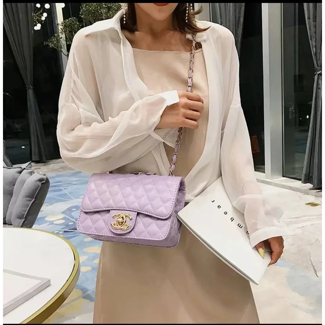 Chanel Chanel Classic Flap Purple Quilted Crossbody Bag Purple