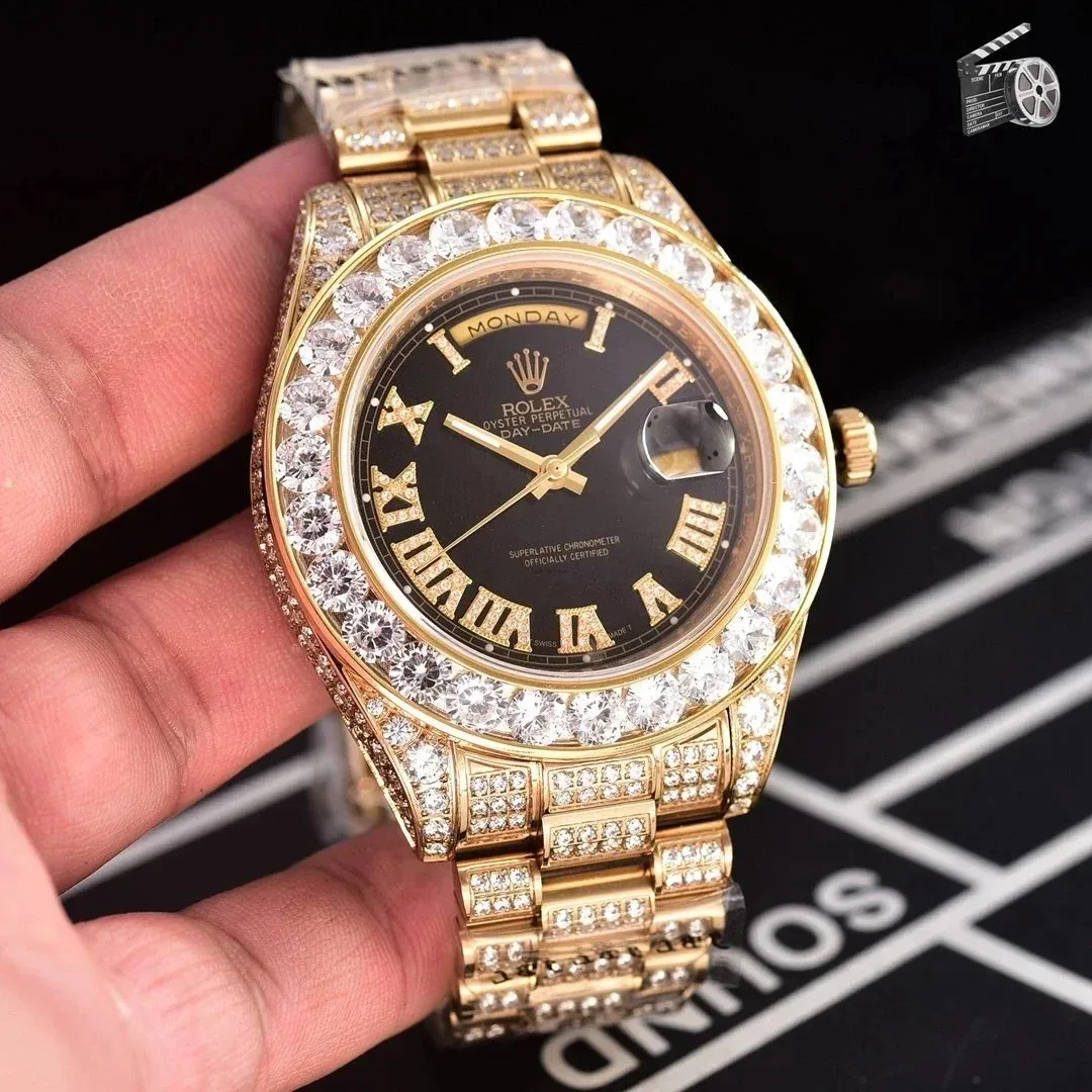 Rolex Rolex Day-Date Gold Black Diamond Watch Gold