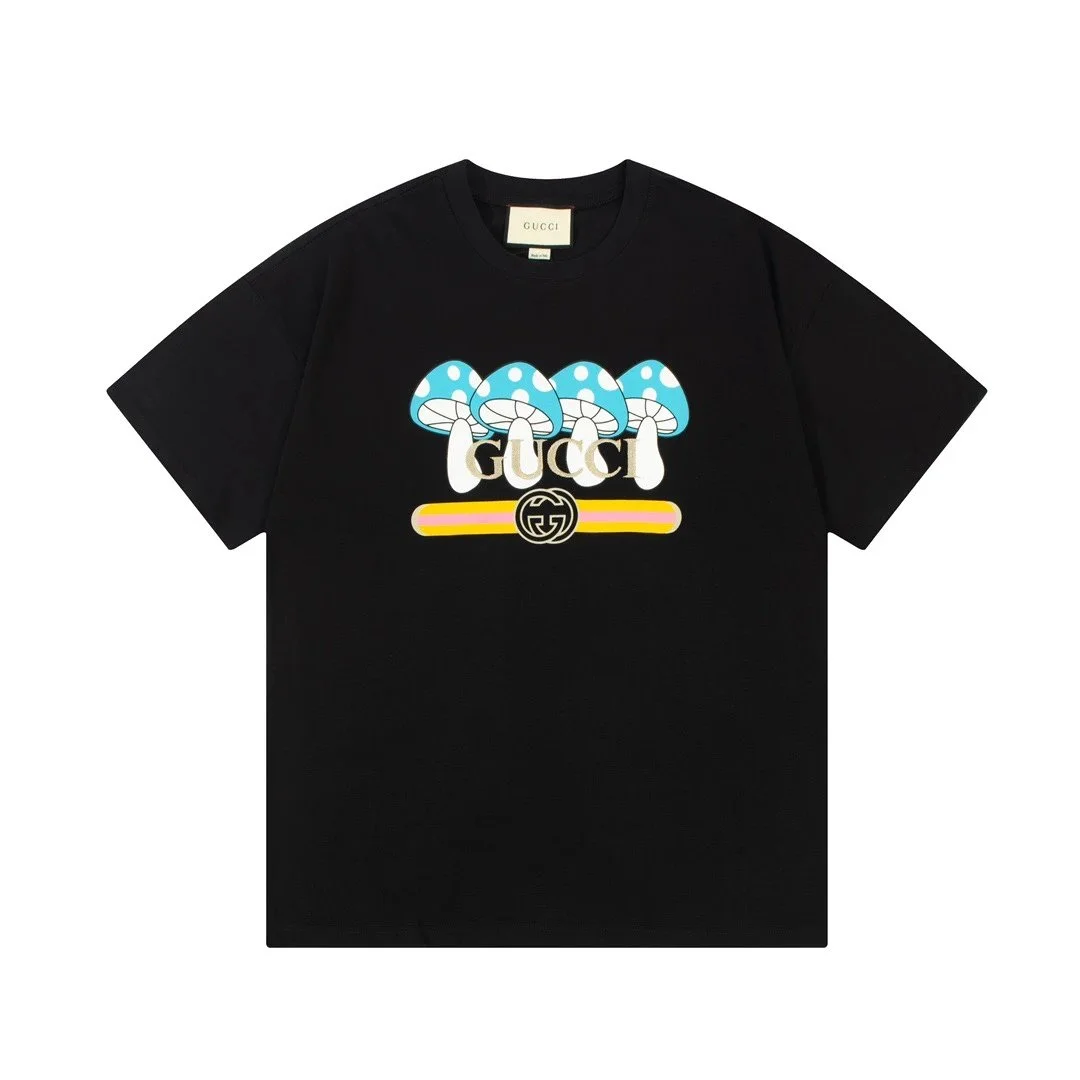 Gucci Gucci Mushroom Print Black T-Shirt Black - 1