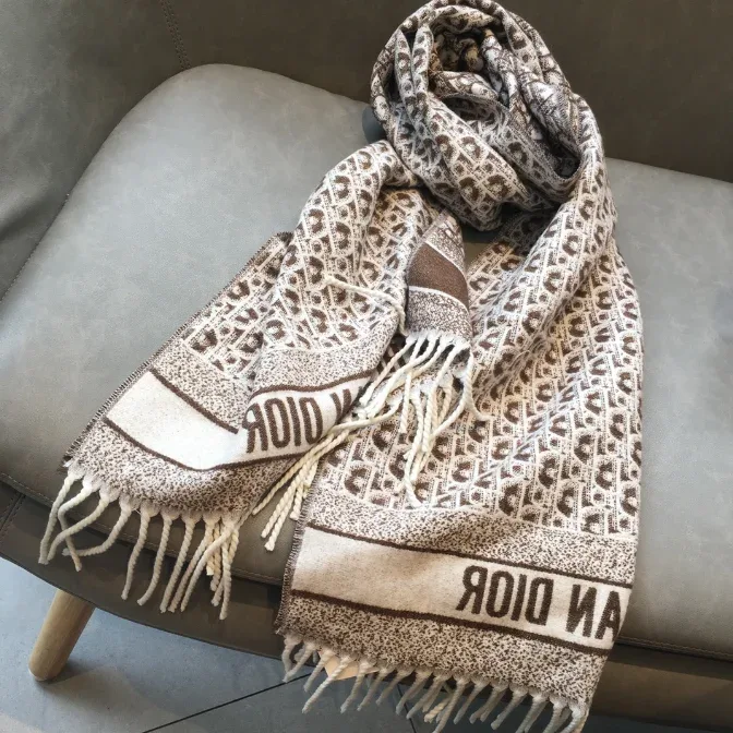 Dior Dior Dior Oblique DIOR.2 Beige Monogram Scarf Beige