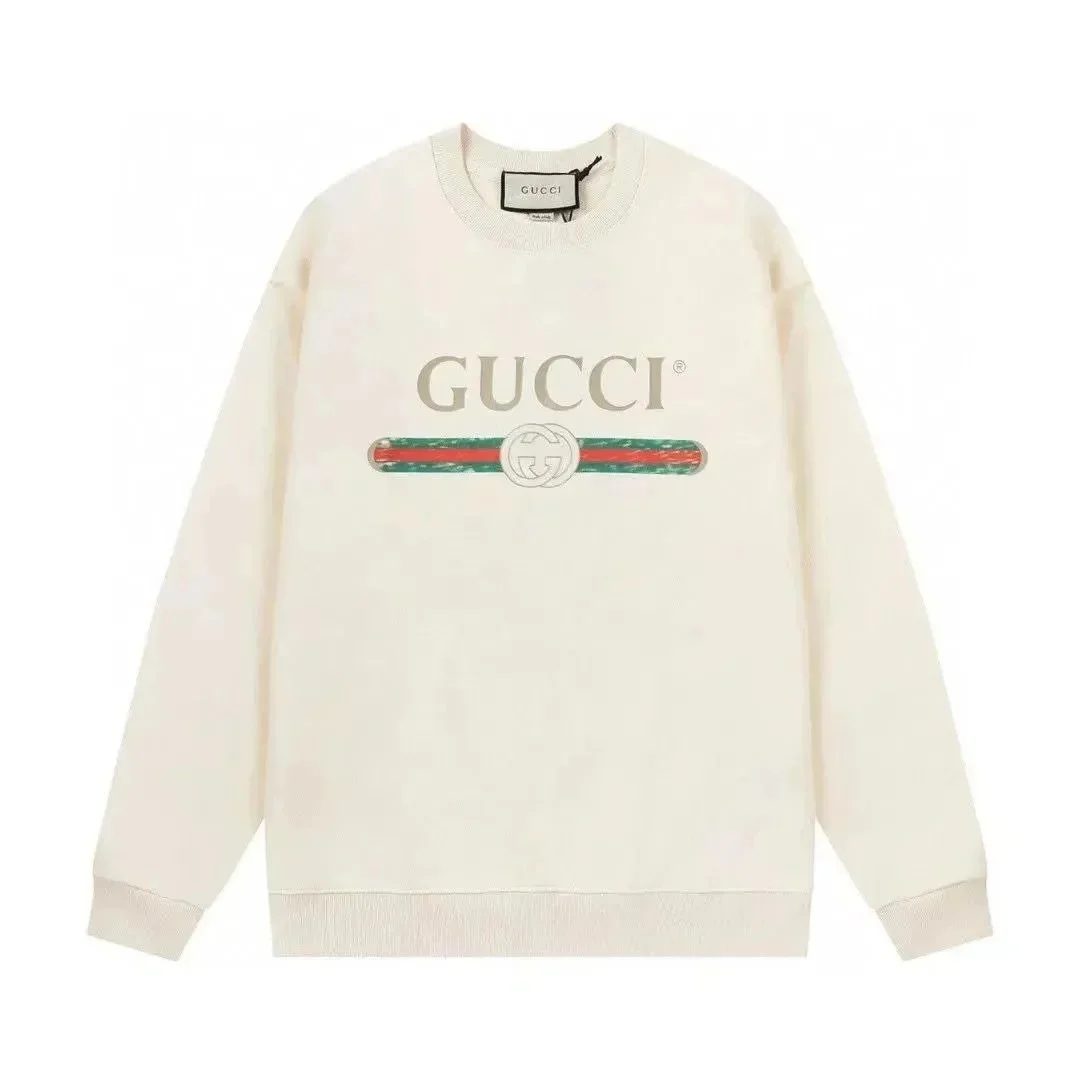 Gucci Gucci GC-21 Distressed Logo Crewneck Sweatshirt Cream - 1