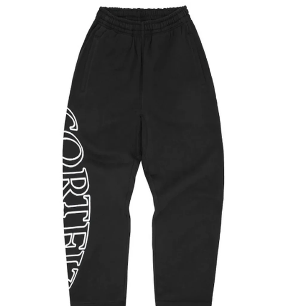 Corteiz Cortez Black Sweatpants with White Logo Black - 1