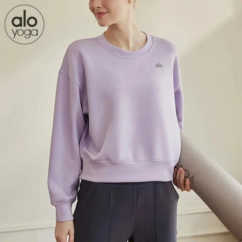 Alo Yoga Alo Yoga Purple Solid Crewneck Sweatshirt Purple - 1