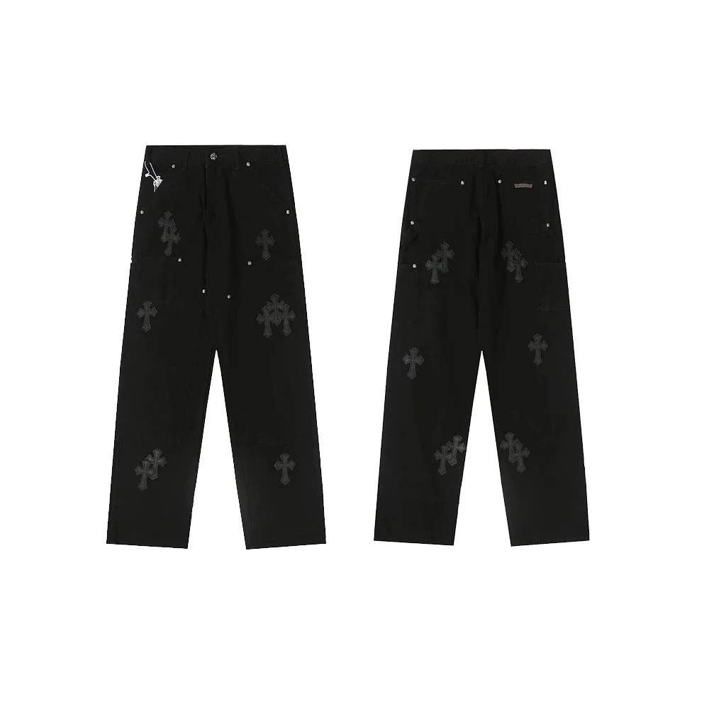 Chrome Hearts Chrome Hearts Cross Embroidered Black Jeans Black - 1
