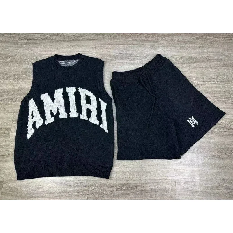 Amiri Amiri Black with White Logo Knit Co-ord Set Black - 1