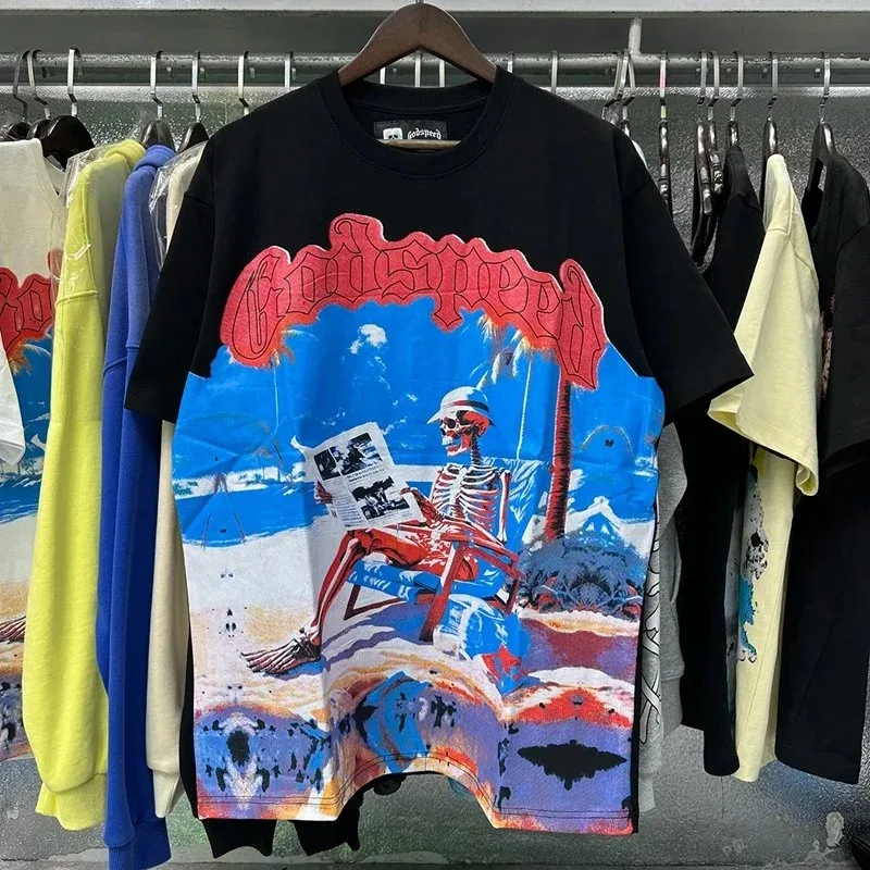 Other Black Skeleton Beach Graphic T-Shirt Black - 1