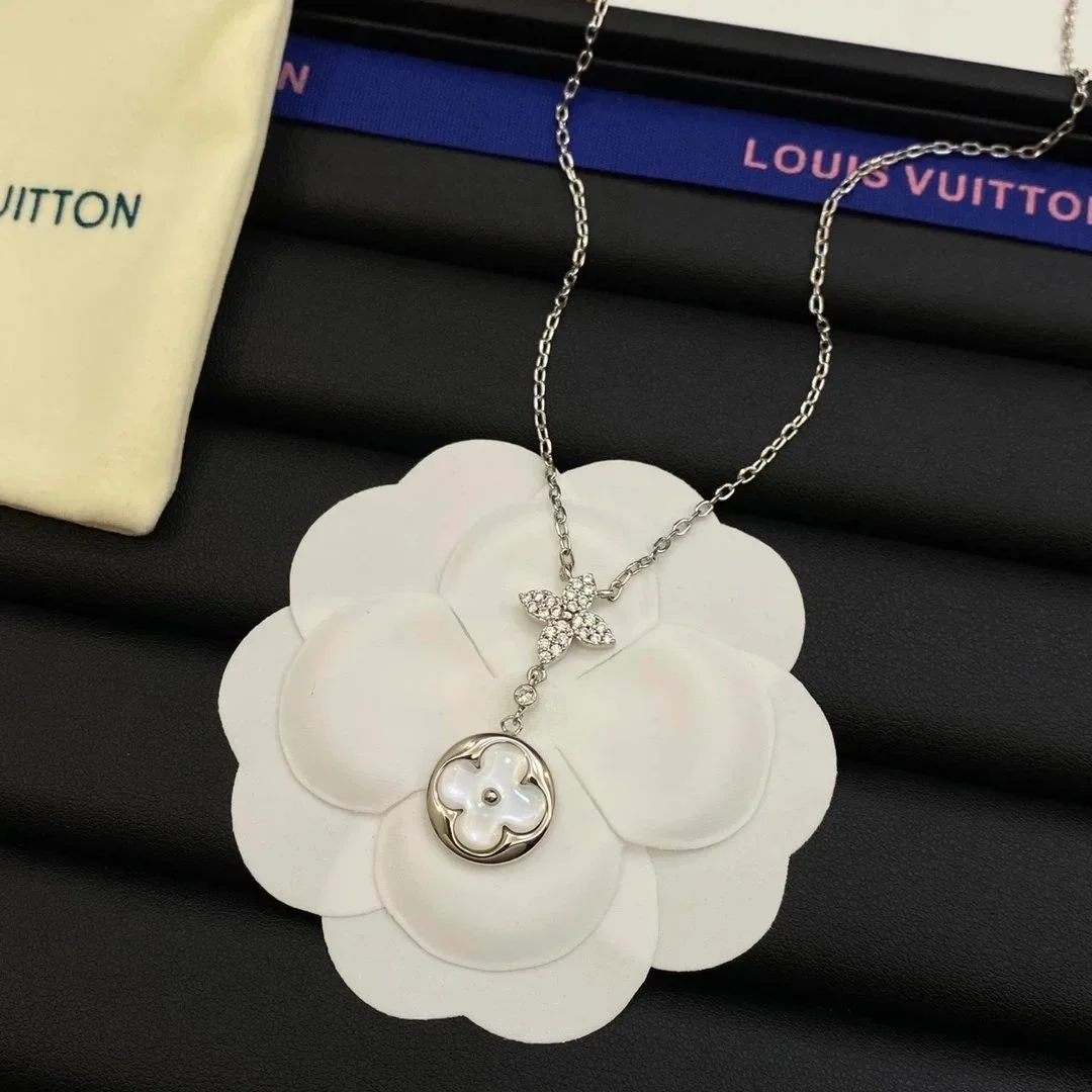 Louis Vuitton Louis Vuitton Monogram Flower Pendant Necklace Silver