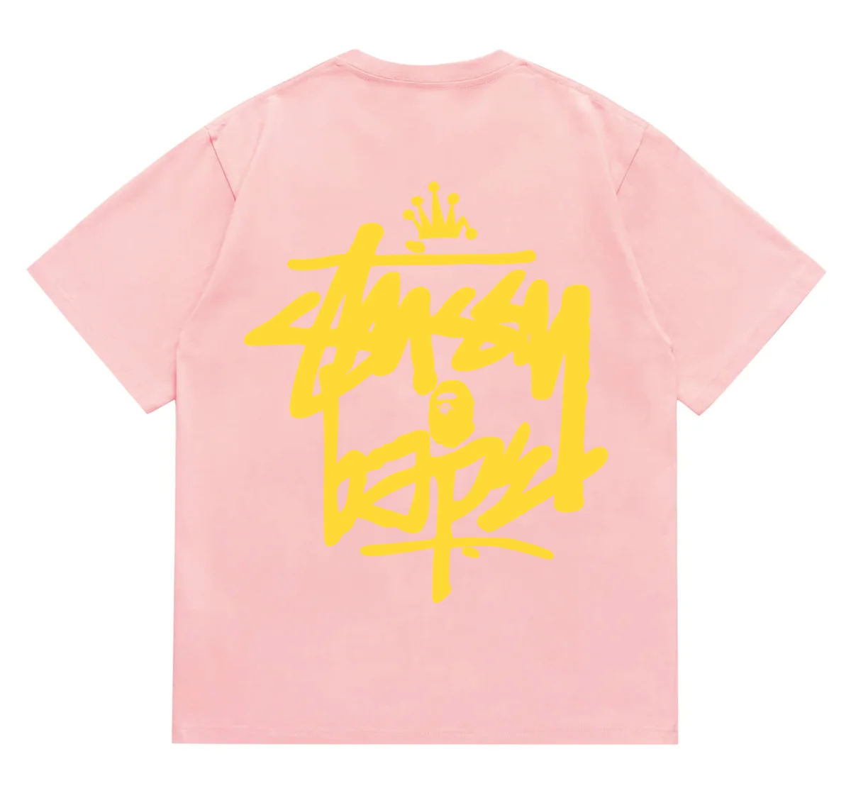 Stussy Stussy Basic Logo Pink/Yellow T-Shirt Pink