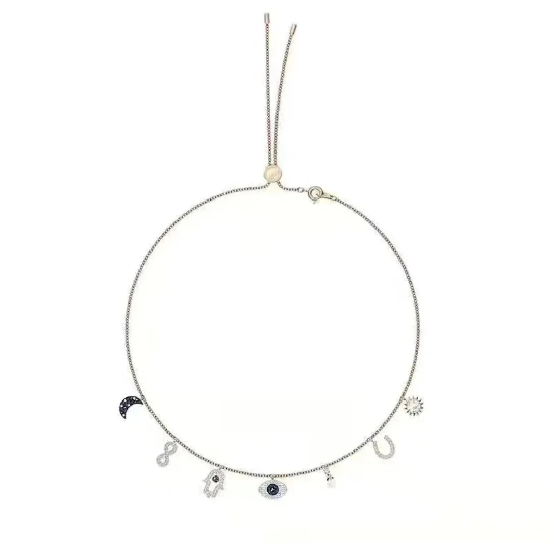 Silver Choker Necklace with Charms