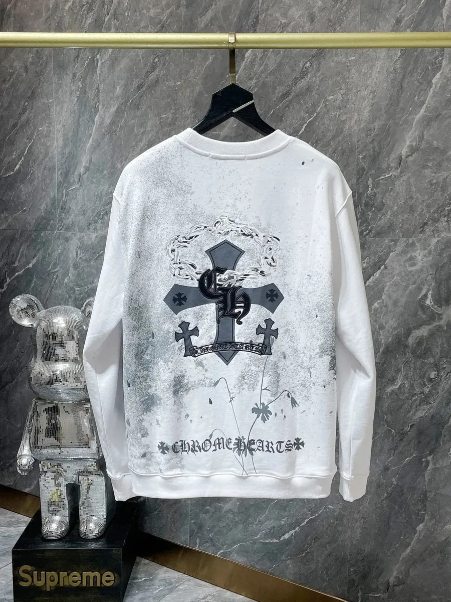 Chrome Hearts Chrome Hearts CH Cross Distressed White Sweatshirt White