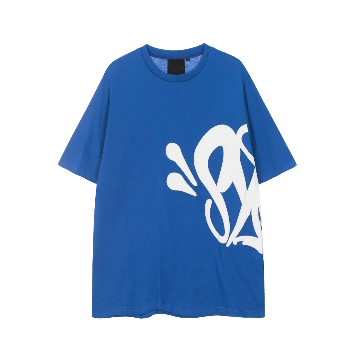 Other Deep Blue Graffiti Print Oversized T-Shirt Blue - 1