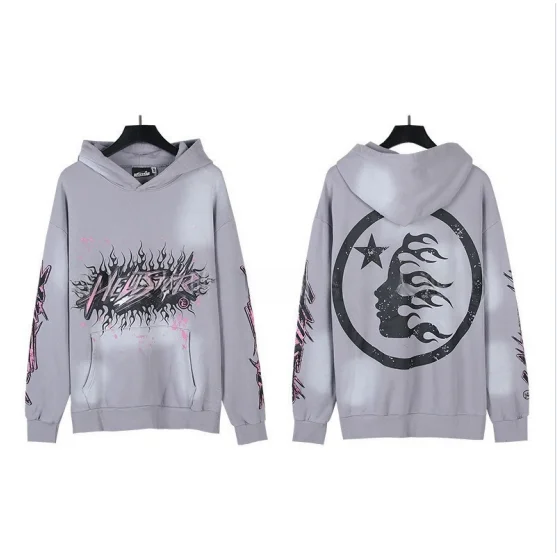 Hellstar Hellstar BB003 Heather Grey Graphic Hoodie Grey - 1