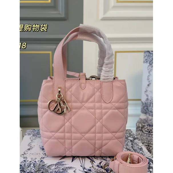 Dior Dior Lady Dior Pink Quilted Leather Tote Bag Pink - 1