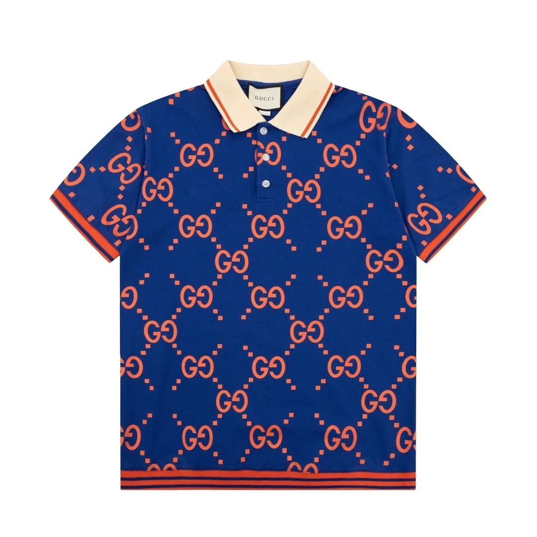 Gucci Gucci Interlocking G Blue/Orange Monogram Polo Shirt Blue