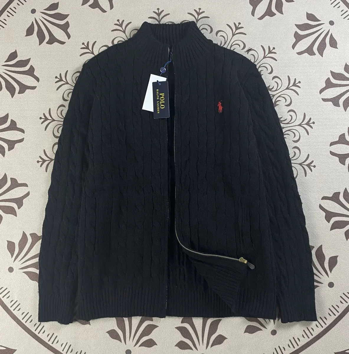 Polo Ralph Lauren Polo Ralph Lauren Cable Knit Full-Zip Cardigan Black Black - 1