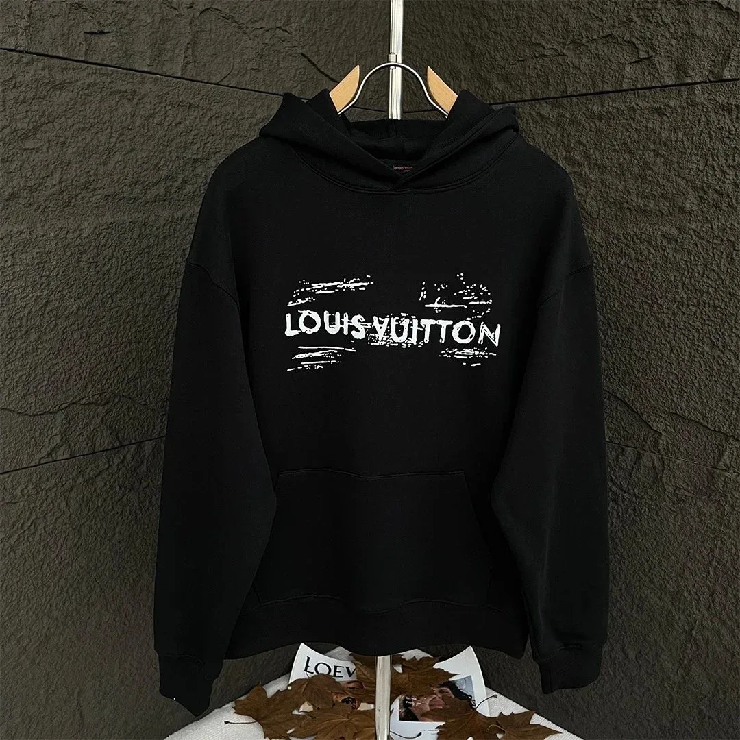 Louis Vuitton Louis Vuitton Distressed Logo Black Hoodie Black