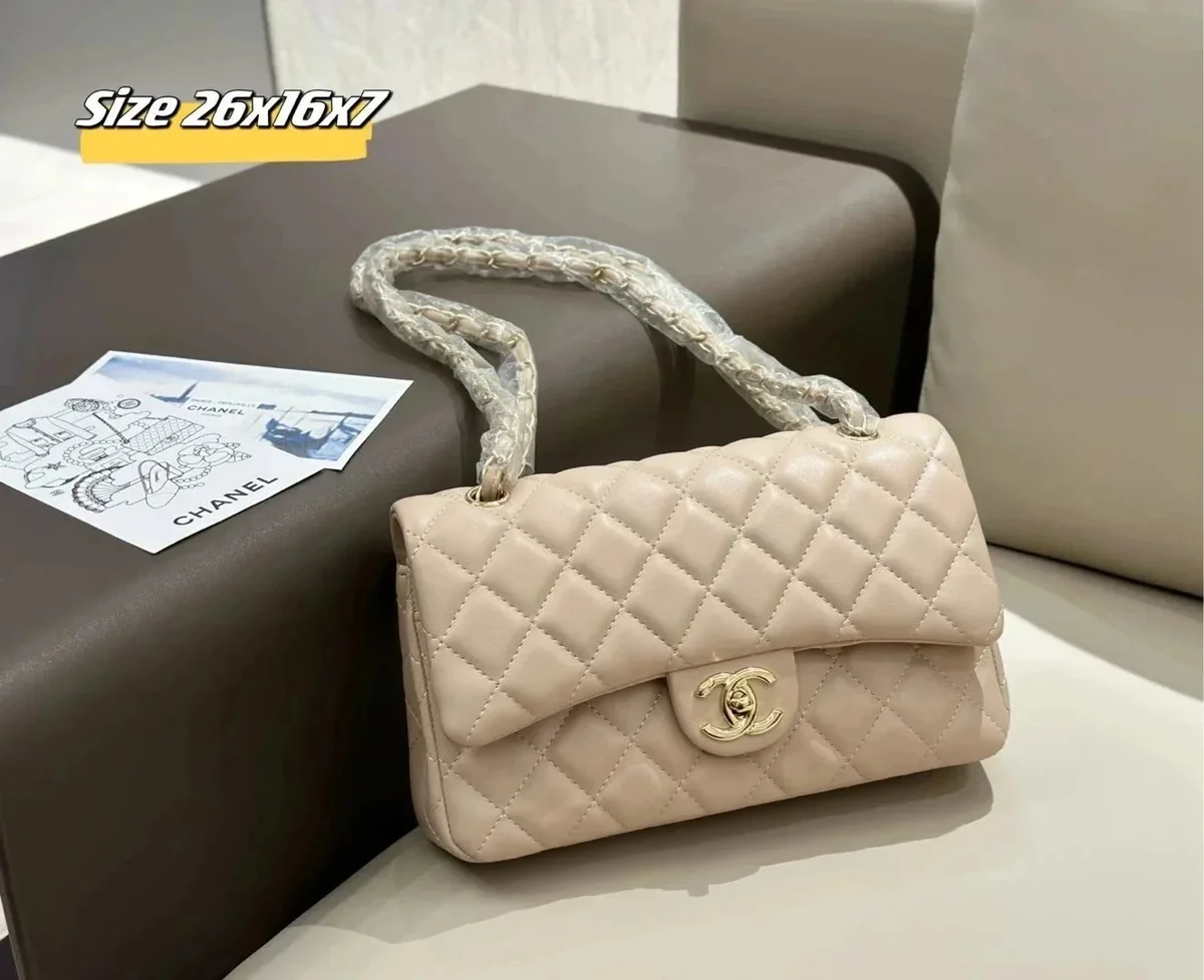 Chanel Chanel Classic Flap Beige Leather Handbag Beige