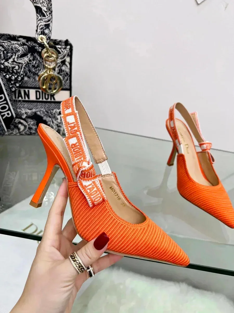 Dior Dior Lady Dior Orange Ribbon Heels Orange - 1