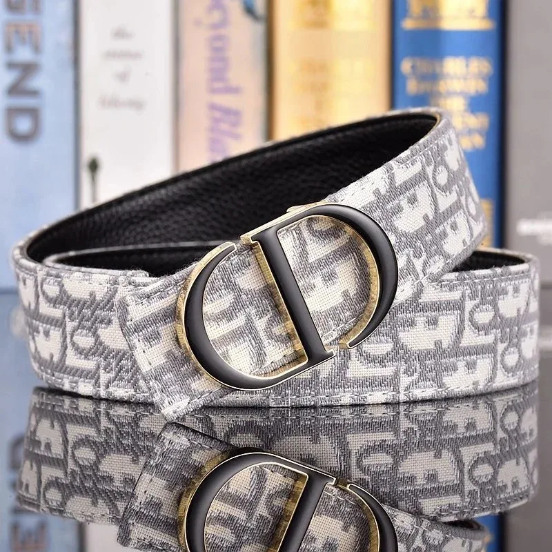 Dior Dior Dior Oblique White Belt with Gold Buckle White