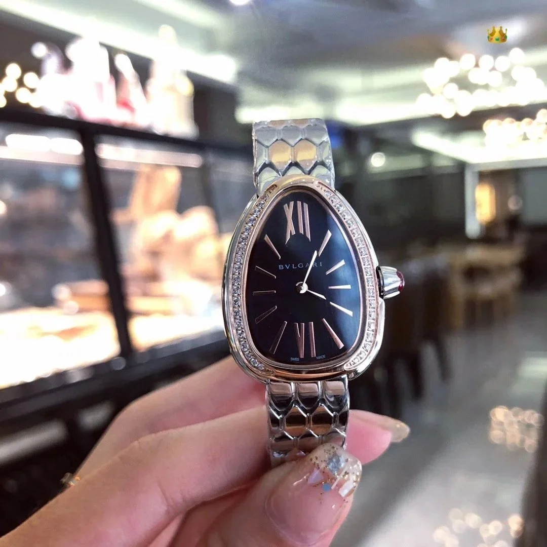Bvlgari Bvlgari Serpenti Black Dial Diamond Bezel Watch Black