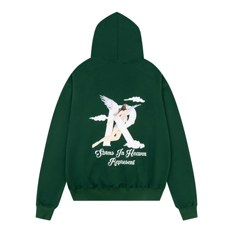 Other Angel Green Hoodie with Storms In Heaven Print Green - 1