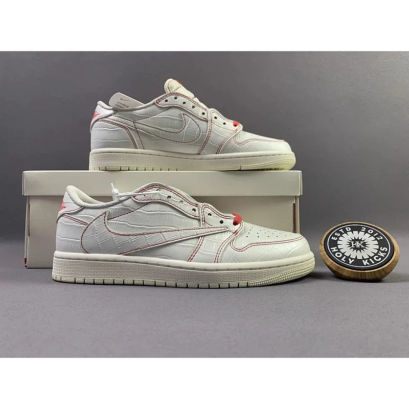 Nike Nike Air Jordan 1 Low Crocodile White Red Sneakers White - 1