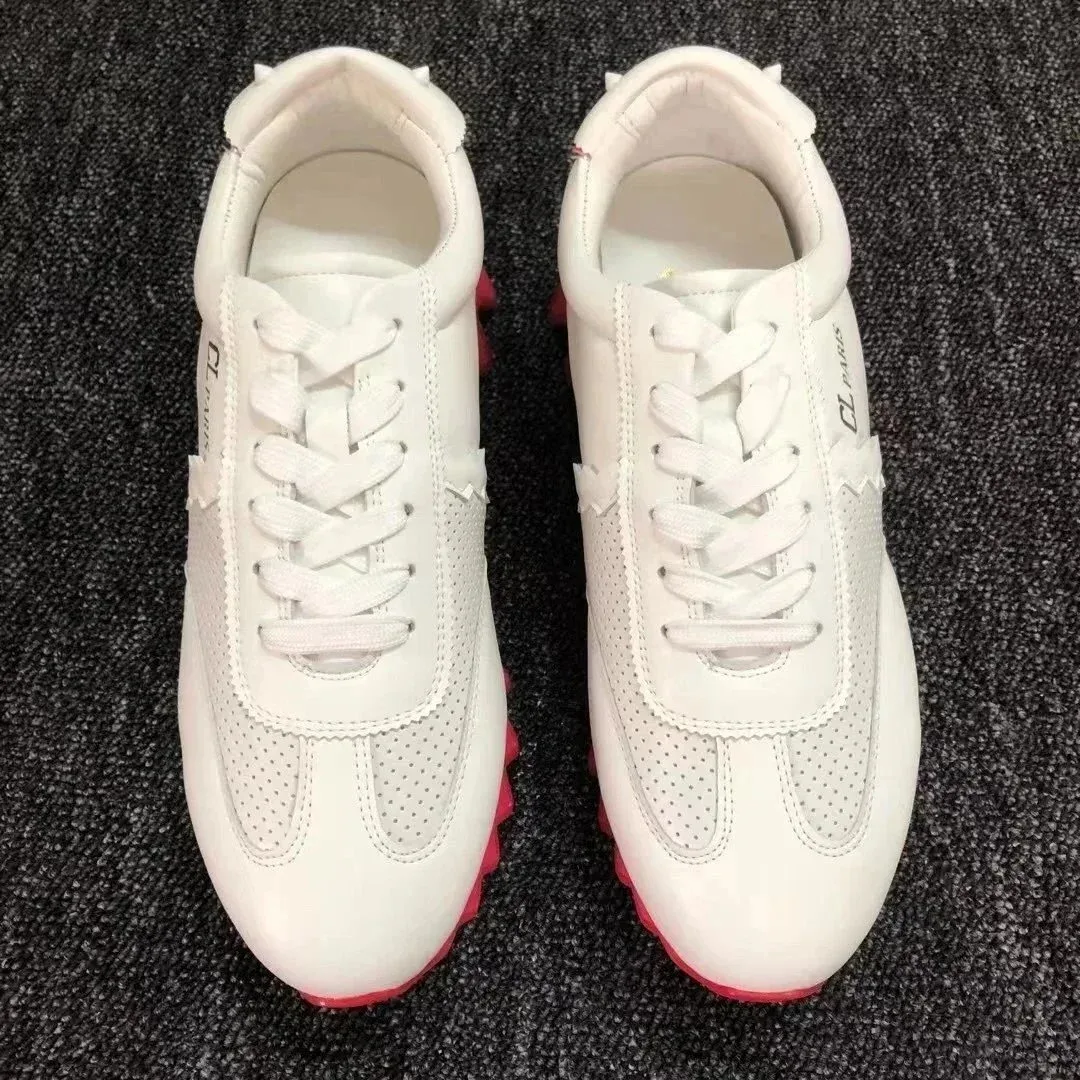 Other White Leather Mesh Sneakers with Red Sole White - 1