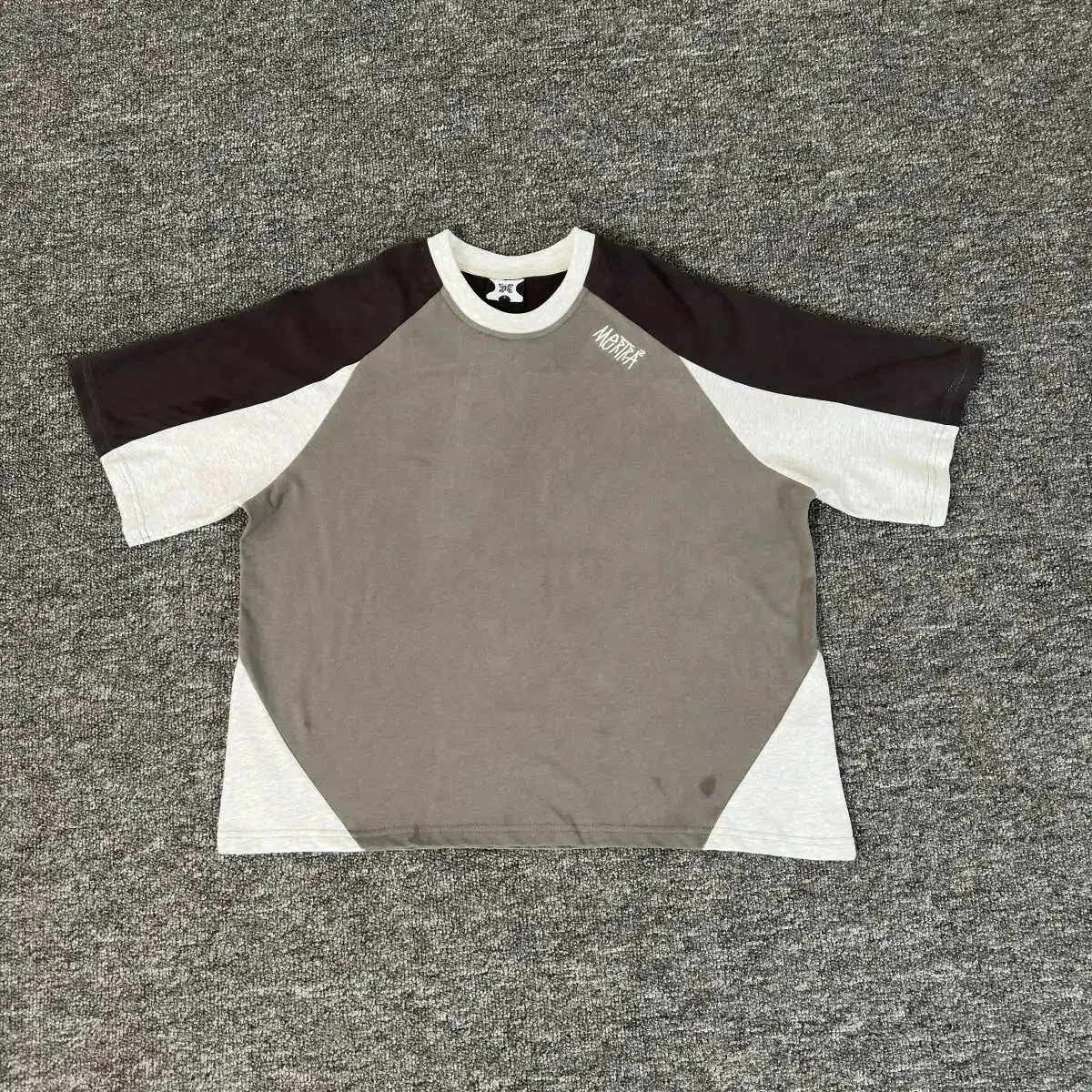 Other Colorblock T-Shirt T051 Solid T-Shirt Grey - 1