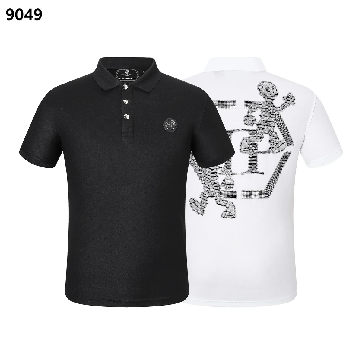 Philipp Plein Philipp Plein Skeleton Print Polo Shirt Black/White Black - 1