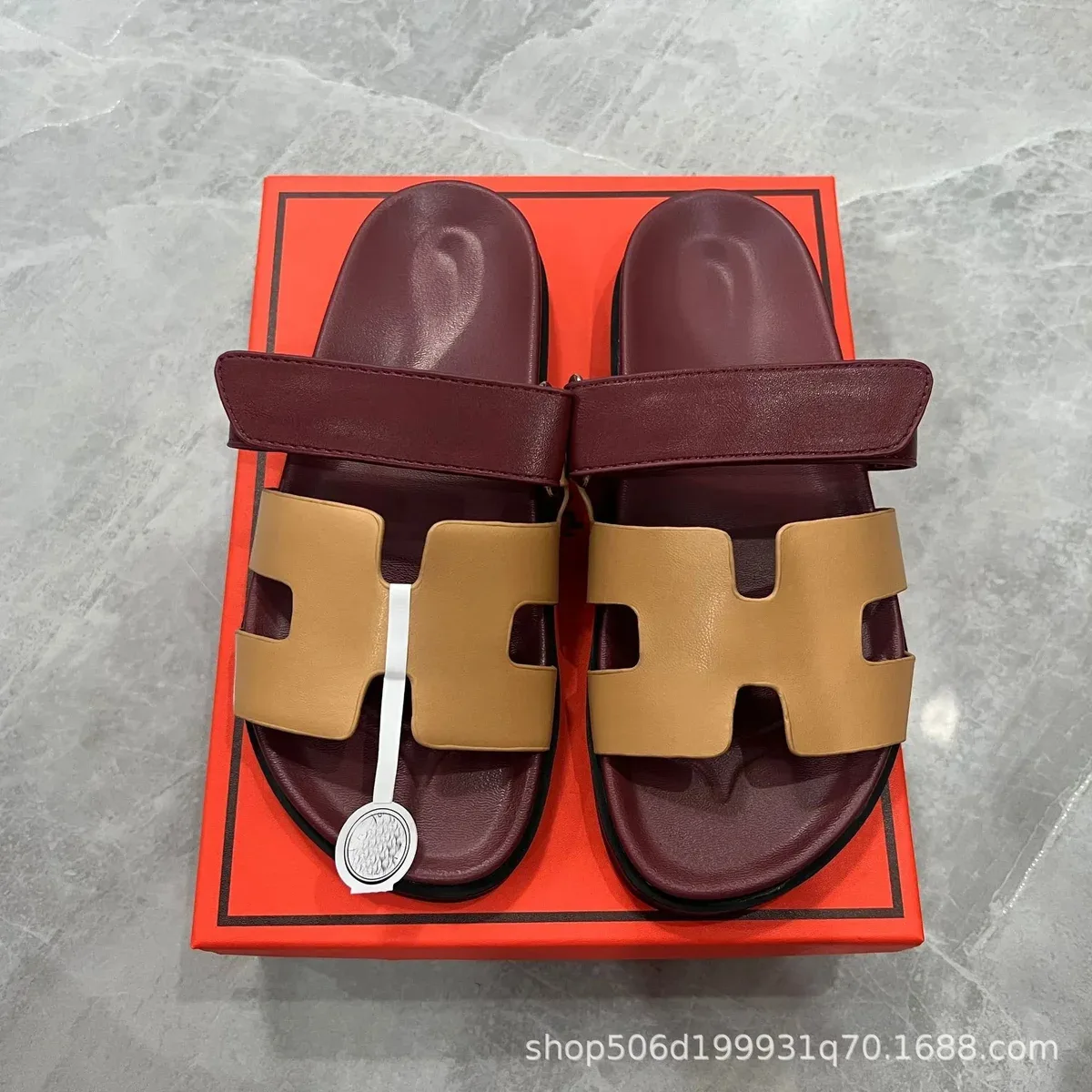 Hermès Hermès H Oran Wine Brown Sandals Brown