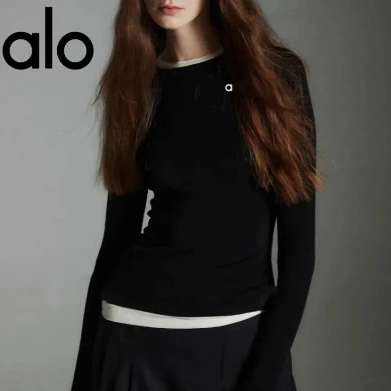 Alo Yoga Alo Solid Black Long Sleeve T-Shirt Black - 1