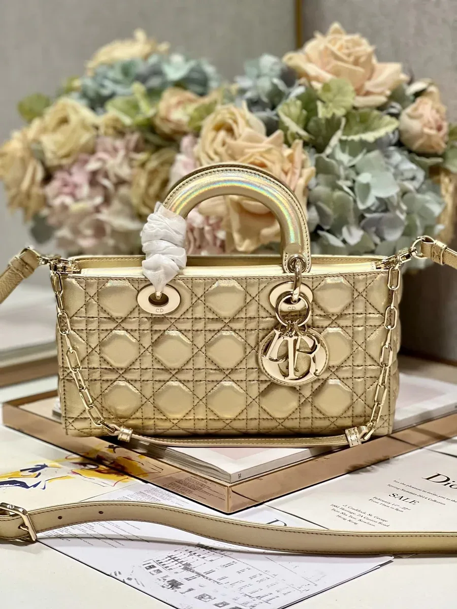 Dior Dior Lady Dior Gold Quilted Tote Gold - 1