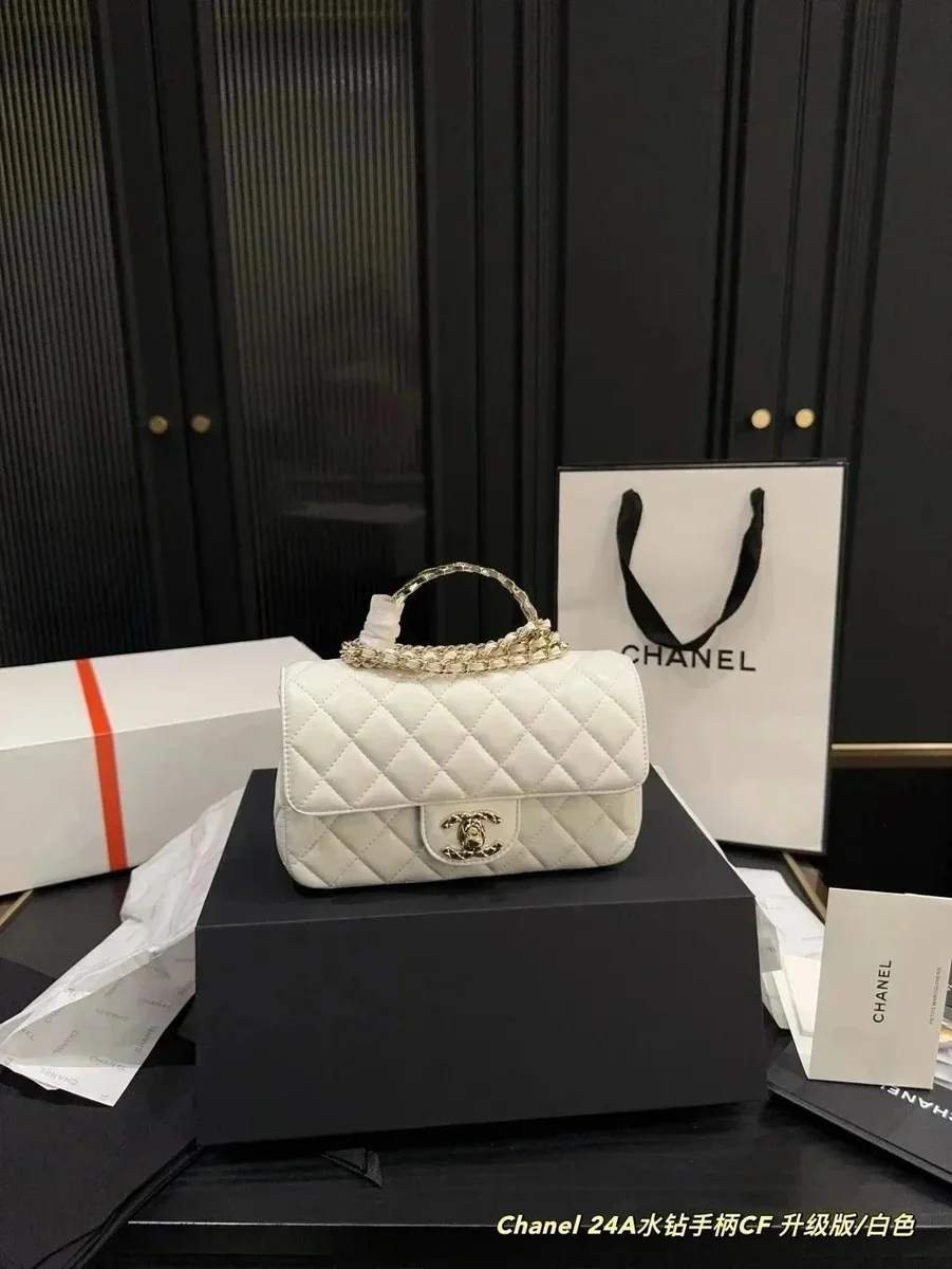 Chanel Chanel Classic Flap White Quilted Handbag White